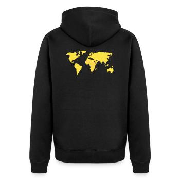 World map - Unisex Premium Organic Zip Hoodie - black - Back - Nico (187cm)