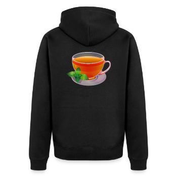 Tasse de thé Verre De Frise orientale Menthe poivrée - Veste à capuche bio Premium Unisexe - noir - Dos - Nico (187cm)