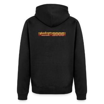 BORN IN 2005 - Unisex Premium Organic Zip Hoodie - black - Back - Nico (187cm)