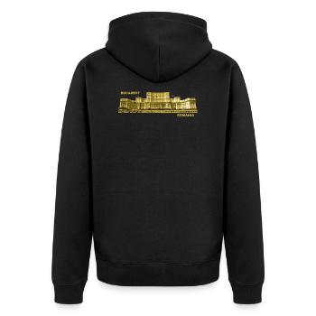 Romania Bucarest Bukarest Hauptstadt Rumänien City - Unisex Premium Bio Zip Hoodie - Schwarz - Hinten - Nico (187cm)