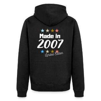 Made in 2007 Limited Edition Vintage Birthday - Unisex Premium Organic Zip Hoodie - black - Back - Nico (187cm)
