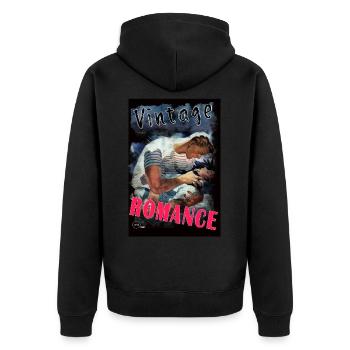 VINTAGE ROMANCE 1 von Yume Origins - Unisex Premium Bio Zip Hoodie - Schwarz - Hinten - Nico (187cm)