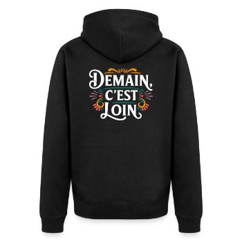 Demain c'est loin - Veste à capuche bio Premium Unisexe - noir - Dos - Nico (187cm)