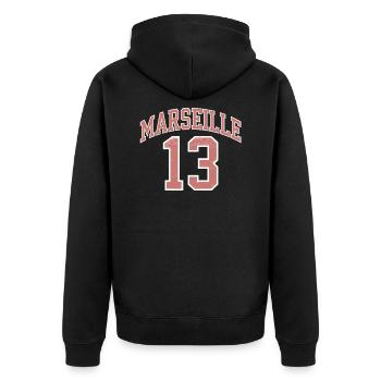 Marseille 13 - Veste à capuche bio Premium Unisexe - noir - Dos - Nico (187cm)