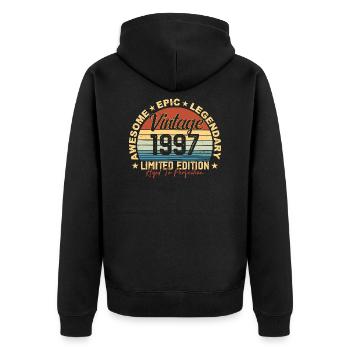 Retro 1997 Vintage Birthday 1997 Gift 1997 - Unisex Premium Organic Zip Hoodie - black - Back - Nico (187cm)