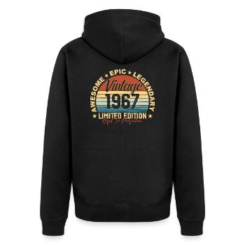 Rétro 1967 Vintage Anniversaire 1967 Cadeau 1967 - Veste à capuche bio Premium Unisexe - noir - Dos - Nico (187cm)