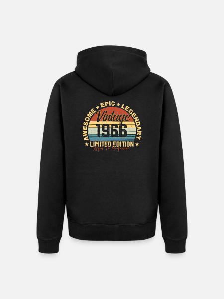 Retro 1966 Jahrgang Geburtstag 1966 Geschenk 1966 - Premium økologisk unisex-hættejakke - sort
