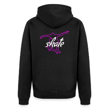 Skater - Unisex Premium Bio Zip Hoodie - Schwarz - Hinten - Nico (187cm)