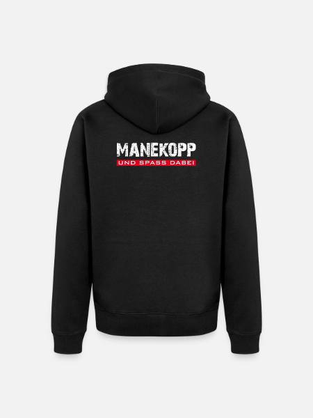 Manekopp und Spass dabei - Unisex Premium Bio Zip Hoodie - Schwarz