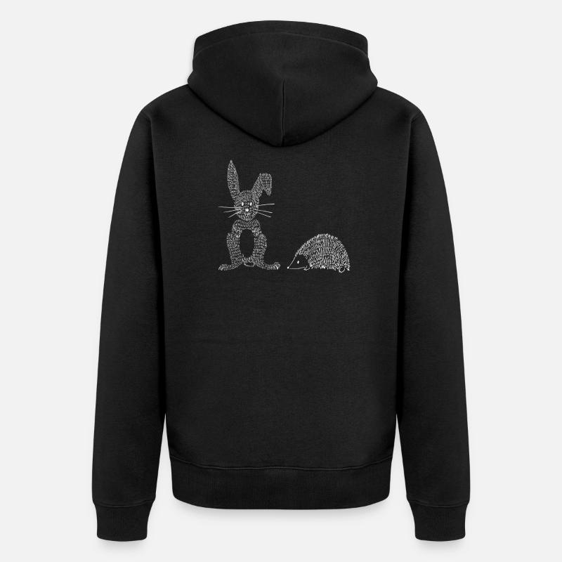 Lapin & Hérisson - Veste à capuche bio Premium Unisexe - noir