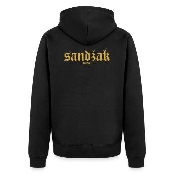 Sandžak SFRJ Geschenk Balkan Jugoslawien Jugo - Unisex Premium Bio Zip Hoodie - Schwarz - Hinten - Nico (187cm)
