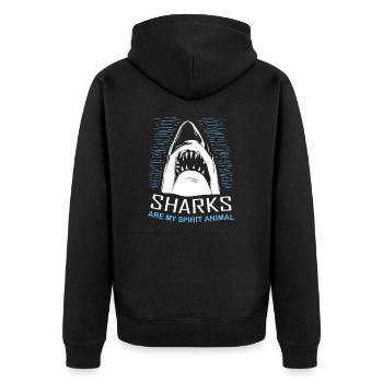 Sharks Are My Spirit Animal Diver Diving - Unisex Premium Organic Zip Hoodie - black - Back - Nico (187cm)