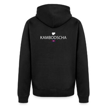 Kambodscha Reise - Unisex Premium Bio Zip Hoodie - Schwarz - Hinten - Nico (187cm)