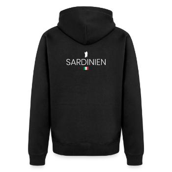 Sardinien Urlaub - Unisex Premium Bio Zip Hoodie - Schwarz - Hinten - Nico (187cm)