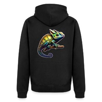 Cool Camouflage Chameleon - Unisex Premium Organic Zip Hoodie - black - Back - Nico (187cm)