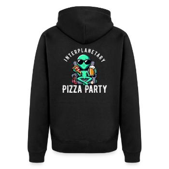 Interplanetare Pizza Party Außerirdisches Festmahl - Unisex Premium Bio Zip Hoodie - Schwarz - Hinten - Nico (187cm)
