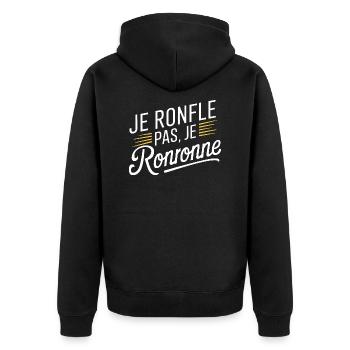 Je ronfle pas, je ronronne - Veste à capuche bio Premium Unisexe - noir - Dos - Nico (187cm)