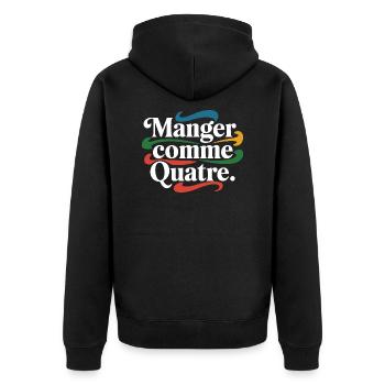 Manger comme quatre - Veste à capuche bio Premium Unisexe - noir - Dos - Nico (187cm)