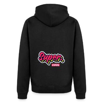 Super Cool - Unisex Premium Bio Zip Hoodie - Schwarz - Hinten - Nico (187cm)