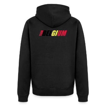 Équipe Belgique Belgique Texte Drapeau Cool Fan de Football - Veste à capuche bio Premium Unisexe - noir - Dos - Nico (187cm)