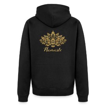 Yoga de méditation spirituelle d'or Lotus Namaste - Veste à capuche bio Premium Unisexe - noir - Dos - Nico (187cm)