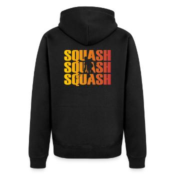 Squash - Unisex Premium Bio Zip Hoodie - Schwarz - Hinten - Nico (187cm)