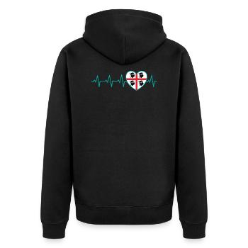 Pulse Heart Gift Sardinia Sardegna Italy - Unisex Premium Organic Zip Hoodie - black - Back - Nico (187cm)