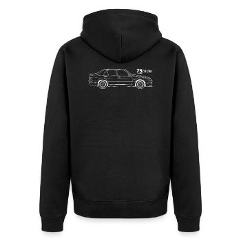 Alfa 75 Turbo Evoluzione - Unisex Premium Bio Zip Hoodie - Schwarz - Hinten - Nico (187cm)