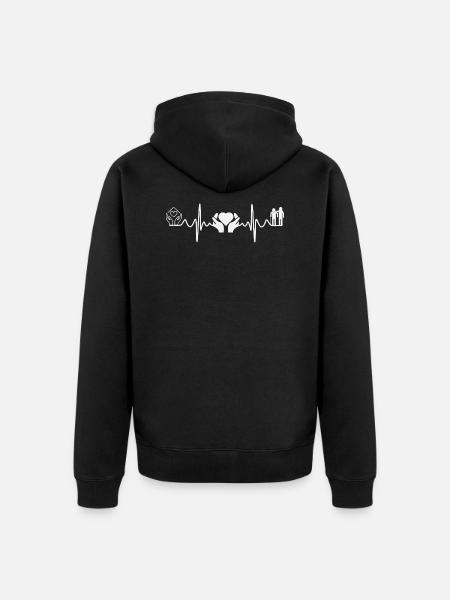 Caregiver Heartbeat - Unisex Premium Organic Zip Hoodie - black