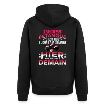 Petanque Cadeau Homme Humour Boccia Pétanque - Veste à capuche bio Premium Unisexe - noir - Dos - Nico (187cm)