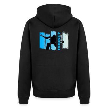 hockey I gardien de but bleu grunge hockey sur gazon - Veste à capuche bio Premium Unisexe - noir - Dos - Nico (187cm)