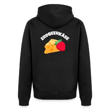 Erdbeerkaese w - Unisex Premium Bio Zip Hoodie - Schwarz - Hinten - Nico (187cm)