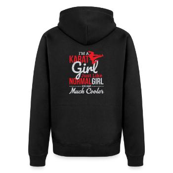 Kampfsport - Ich bin ein Karate Girl Grunge - Unisex Premium Bio Zip Hoodie - Schwarz - Hinten - Nico (187cm)