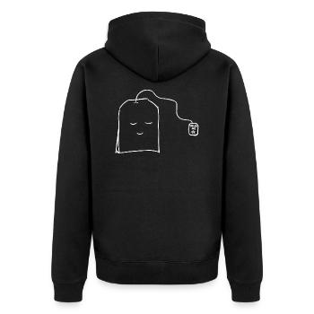Tee - Unisex Premium Bio Zip Hoodie - Schwarz - Hinten - Nico (187cm)