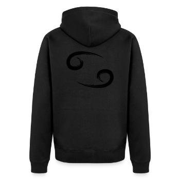 Krebs - Unisex Premium Bio Zip Hoodie - Schwarz - Hinten - Nico (187cm)