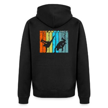 breakdance retro vintage Geschenk - Unisex Premium Bio Zip Hoodie - Schwarz - Hinten - Nico (187cm)