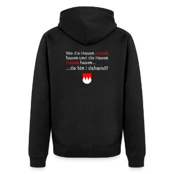 hosen husen hasen - Franken T-Shirt - Unisex Premium Bio Zip Hoodie - Schwarz - Hinten - Nico (187cm)