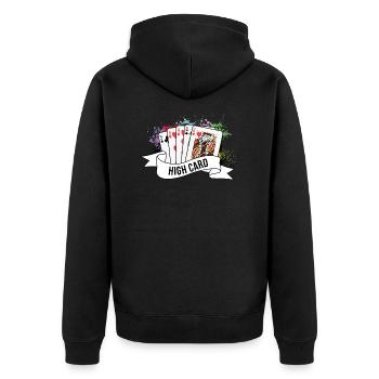 Poker Höchste Karte Karten Pokerspiel - Unisex Premium Bio Zip Hoodie - Schwarz - Hinten - Nico (187cm)