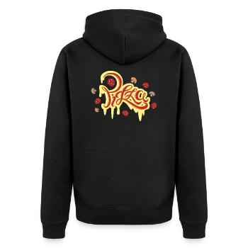 Pizza Schrift italienische Küche - Unisex Premium Bio Zip Hoodie - Schwarz - Hinten - Nico (187cm)