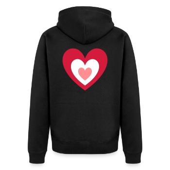 ★ Couleurs design interchangeables ★ Trois coeurs superposés - Veste à capuche bio Premium Unisexe - noir - Dos - Nico (187cm)