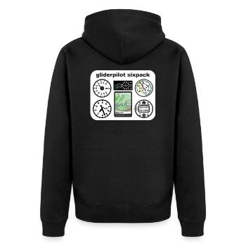 sixpack Segelflieger Segelflugzeug gleiten - Unisex Premium Bio Zip Hoodie - Schwarz - Hinten - Nico (187cm)