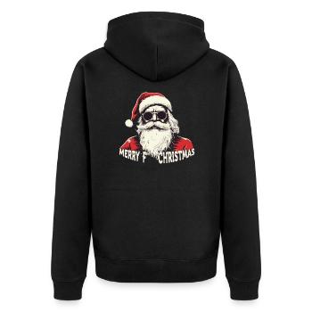 Weihnachtsmann - Unisex Premium Bio Zip Hoodie - Schwarz - Hinten - Nico (187cm)