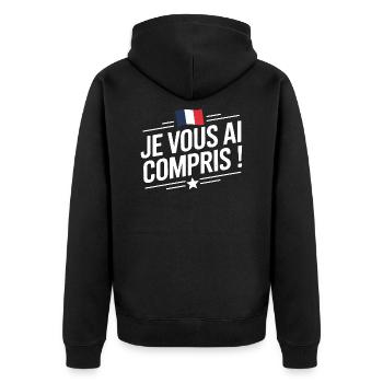 Je vous ai compris - Veste à capuche bio Premium Unisexe - noir - Dos - Nico (187cm)