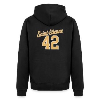 Saint-etienne 42 - Veste à capuche bio Premium Unisexe - noir - Dos - Nico (187cm)