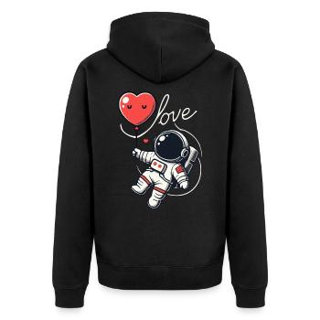 Astronaut holding a heart balloon - Unisex Premium Organic Zip Hoodie - black - Back - Nico (187cm)