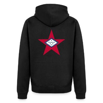 Arkansas Fan T-Shirt – Nature & Culture - Unisex Premium Organic Zip Hoodie - black - Back - Nico (187cm)