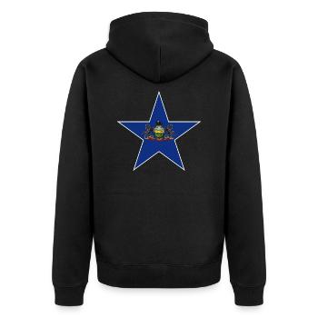 Pennsylvania Fan T-Shirt – Perfekt für Fans - Unisex Premium Bio Zip Hoodie - Schwarz - Hinten - Nico (187cm)