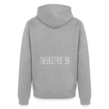Be Different - Anders His Saying - Unisex Premium Organic Zip Hoodie - heather grey - Back - Nico (187cm)