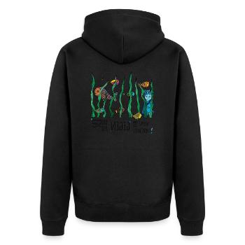 Udus with the fish in the water - Unisex Premium Organic Zip Hoodie - black - Back - Nico (187cm)