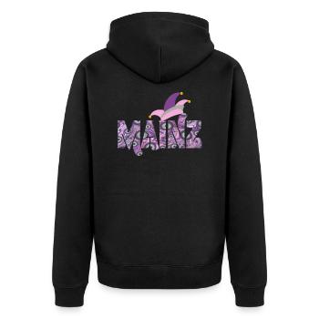 mainz karneval e 6 - Unisex Premium Bio Zip Hoodie - Schwarz - Hinten - Nico (187cm)